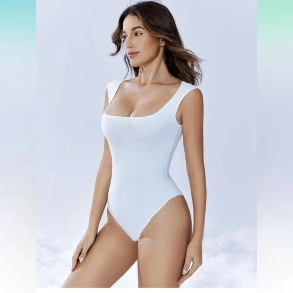 NWT Avidlove Bodysuits Women Square Neck Body Suit Double Lined Tank Top Sz‎ L - Picture 1 of 12